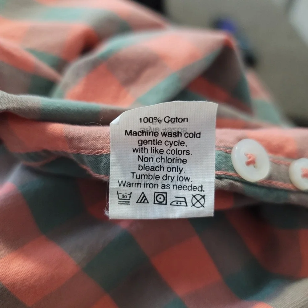 J. Crew Men's Pink Blue Check Slim Fit Lightweight Long Sleeve Shirt Size Medium